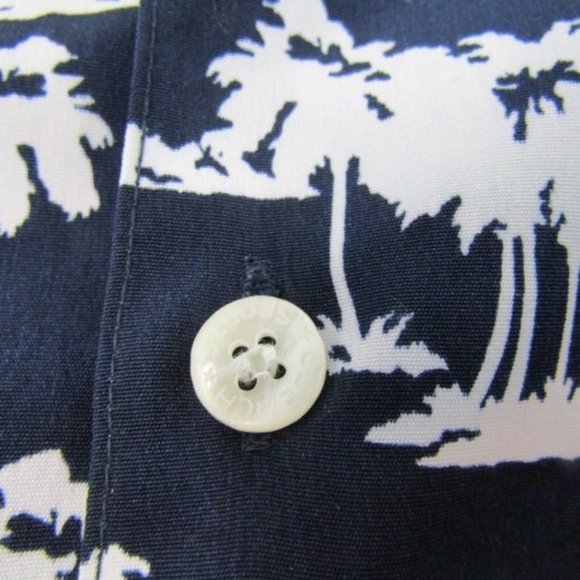 Vintage Clench Blue White Hawaiian Shirt Palm XXL - Picture 8 of 8